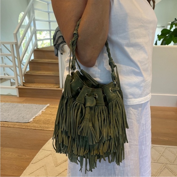 REVOLVE NWT Fringe Shoulder Suede Leather Boho Bag LOVE🌈 - Picture 2 of 9